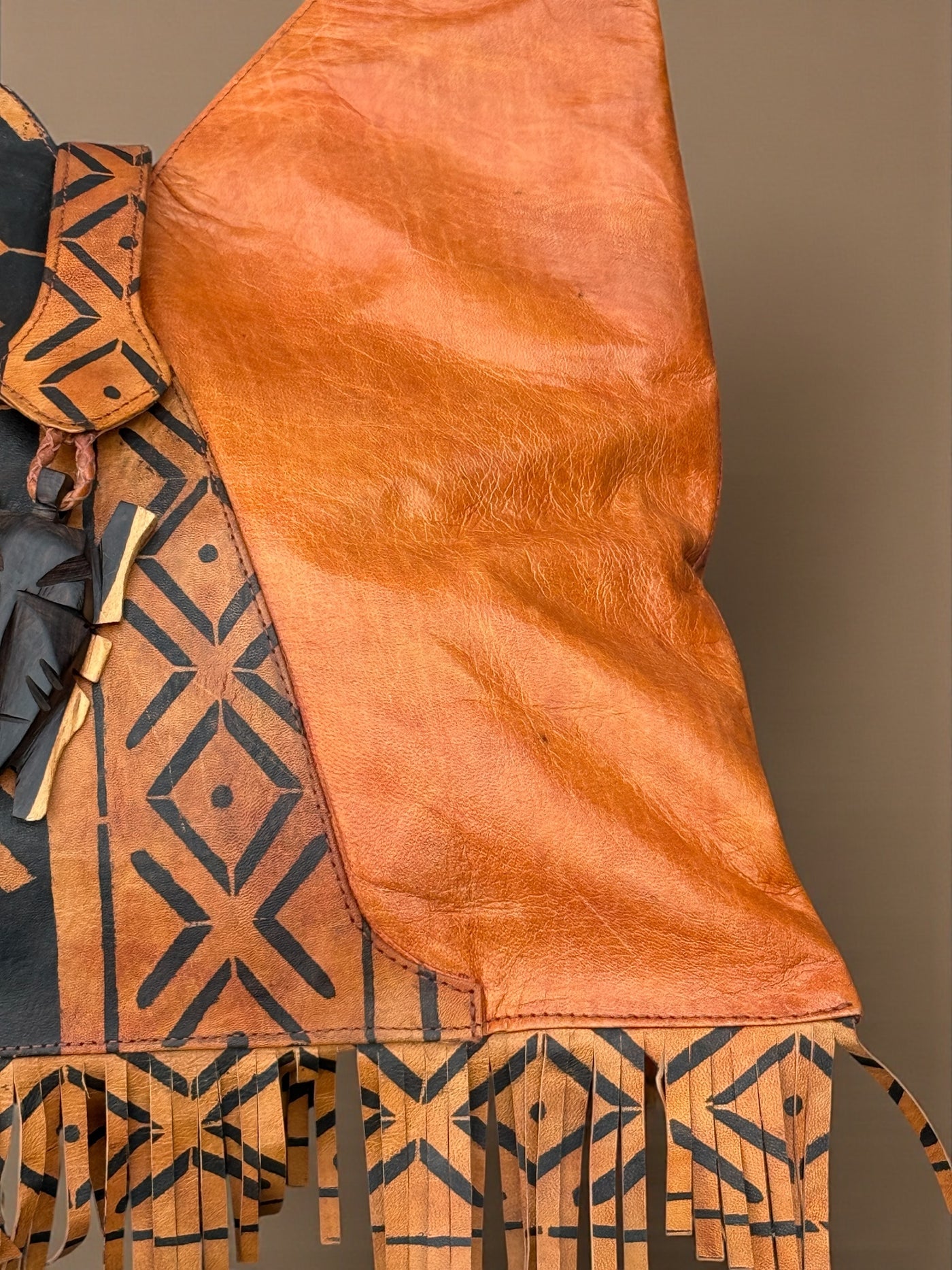Handmade Mali Mudcloth Leather Crossbody Shoulder Bag