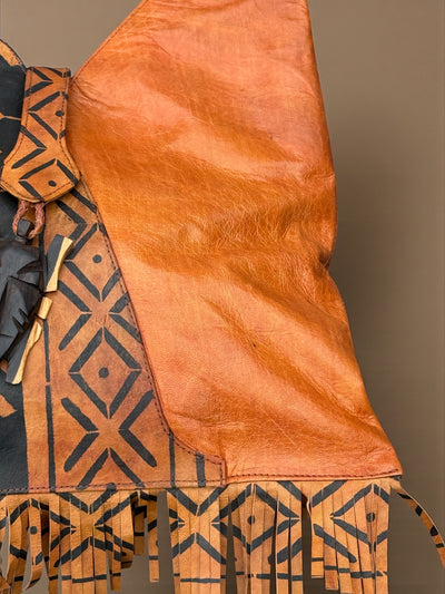 Handmade Mali Mudcloth Leather Crossbody Shoulder Bag