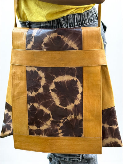 Amber Dusk Leather Shoulder Bag – Handmade in Mali (17x16)
