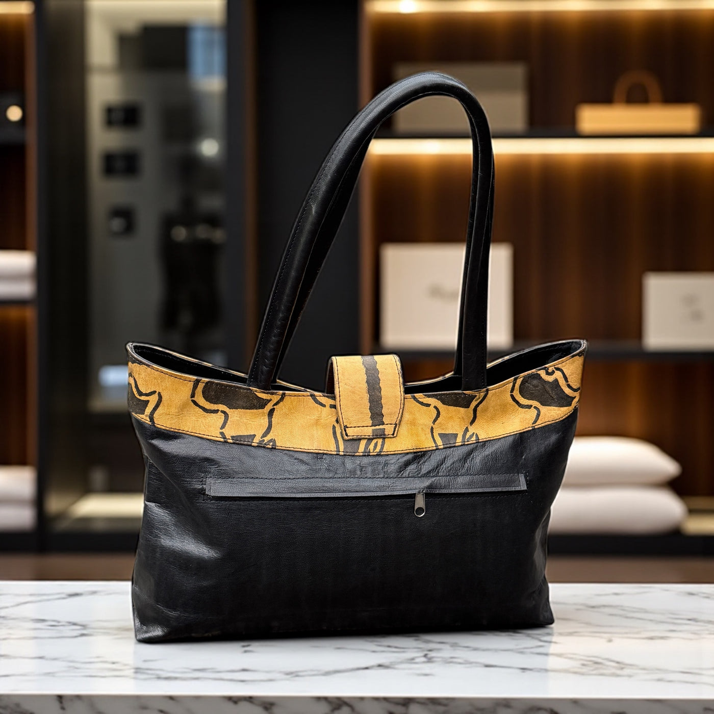 African Elegance: Unique Mali Leather Tote Bag