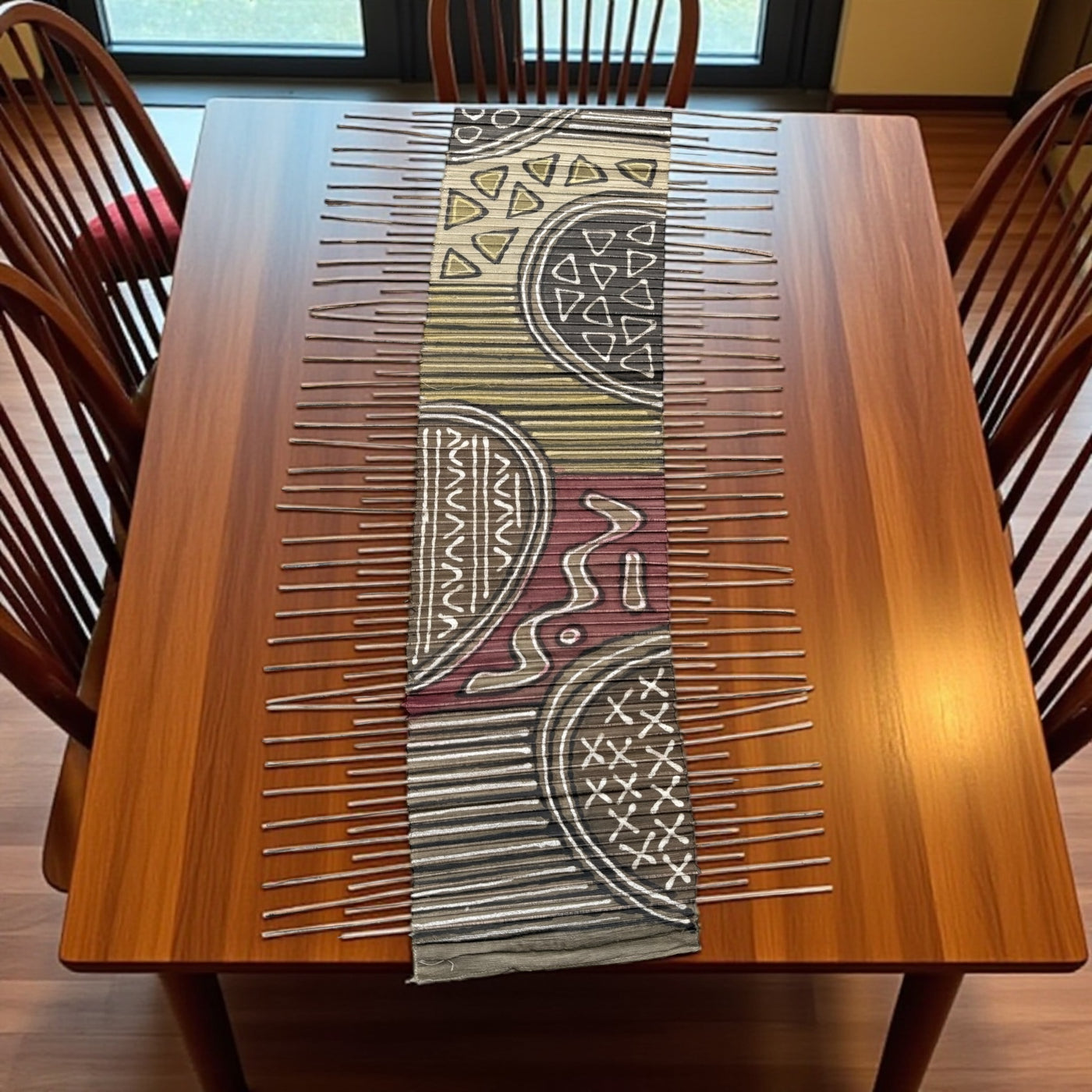 Mudcloth & Twig Table Runner – Earth Sage Tribal (65” x 17”)