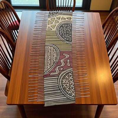 Mudcloth & Twig Table Runner – Earth Sage Tribal (65” x 17”)