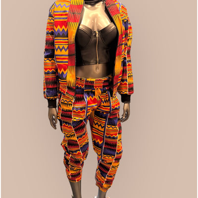 Vibrant African Print Jogging Set – Unisex Style, Bold & Comfortable