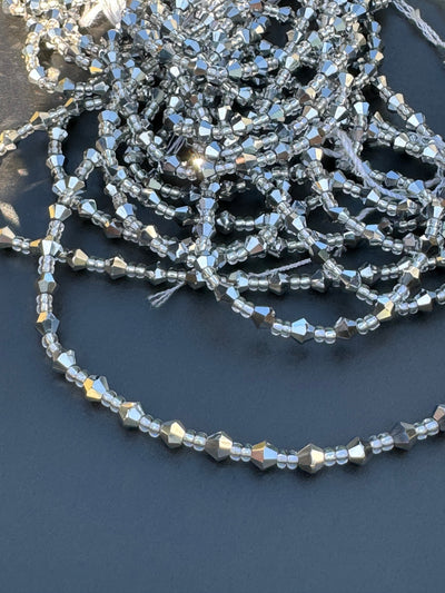 Hyeden (Shiny or Glittery) Authentic Ghana Silver Waistbeads 45 Inches. (Wholesale)