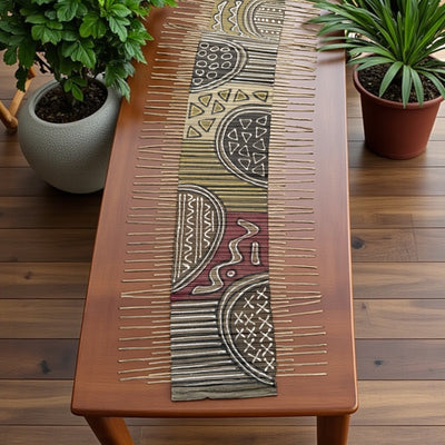 Mudcloth & Twig Table Runner – Earth Sage Tribal (65” x 17”)
