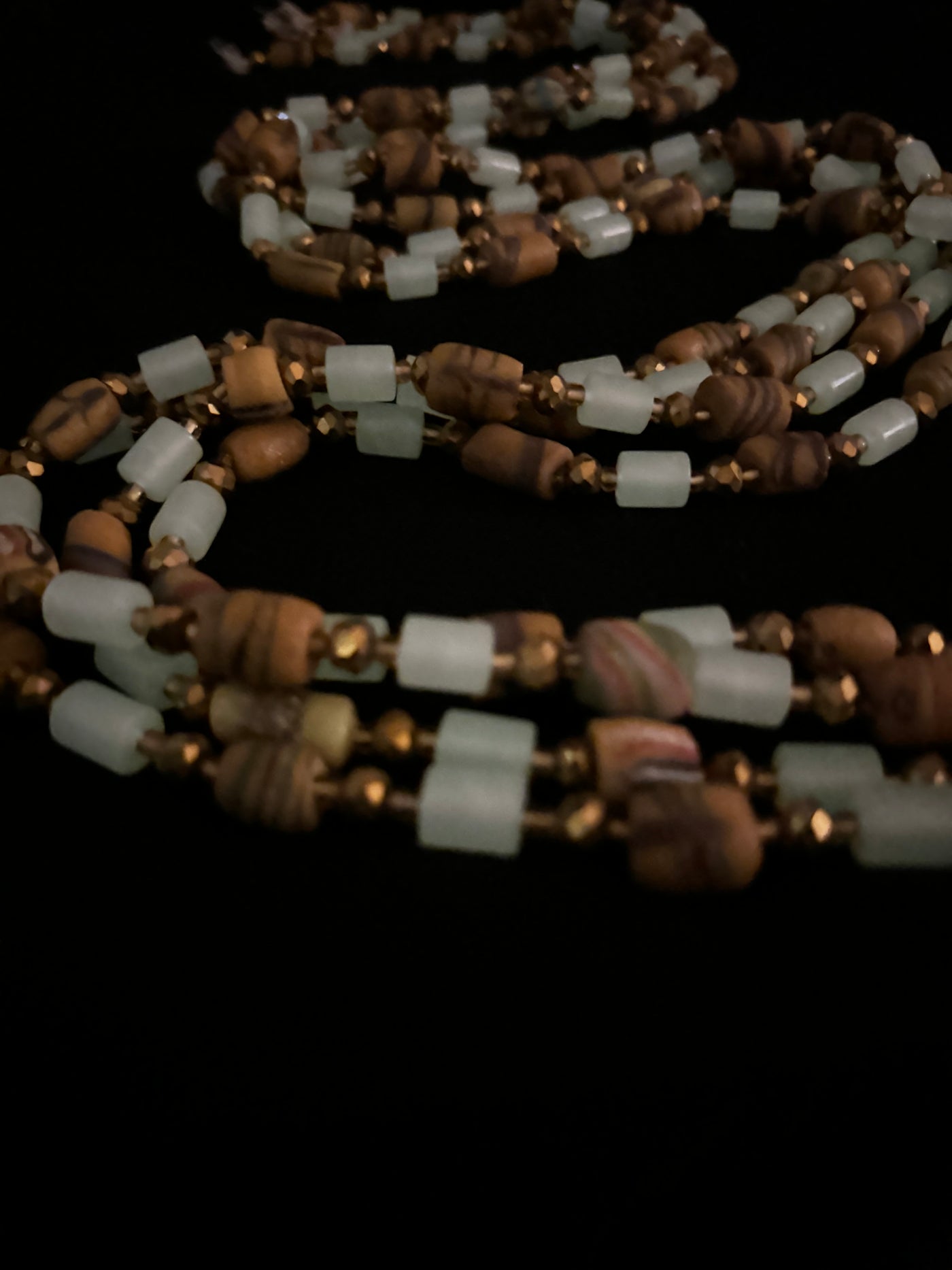 Asha (Life and Hope)Authentic Glow in Dark Krobo Waistbeads 46 Inches.