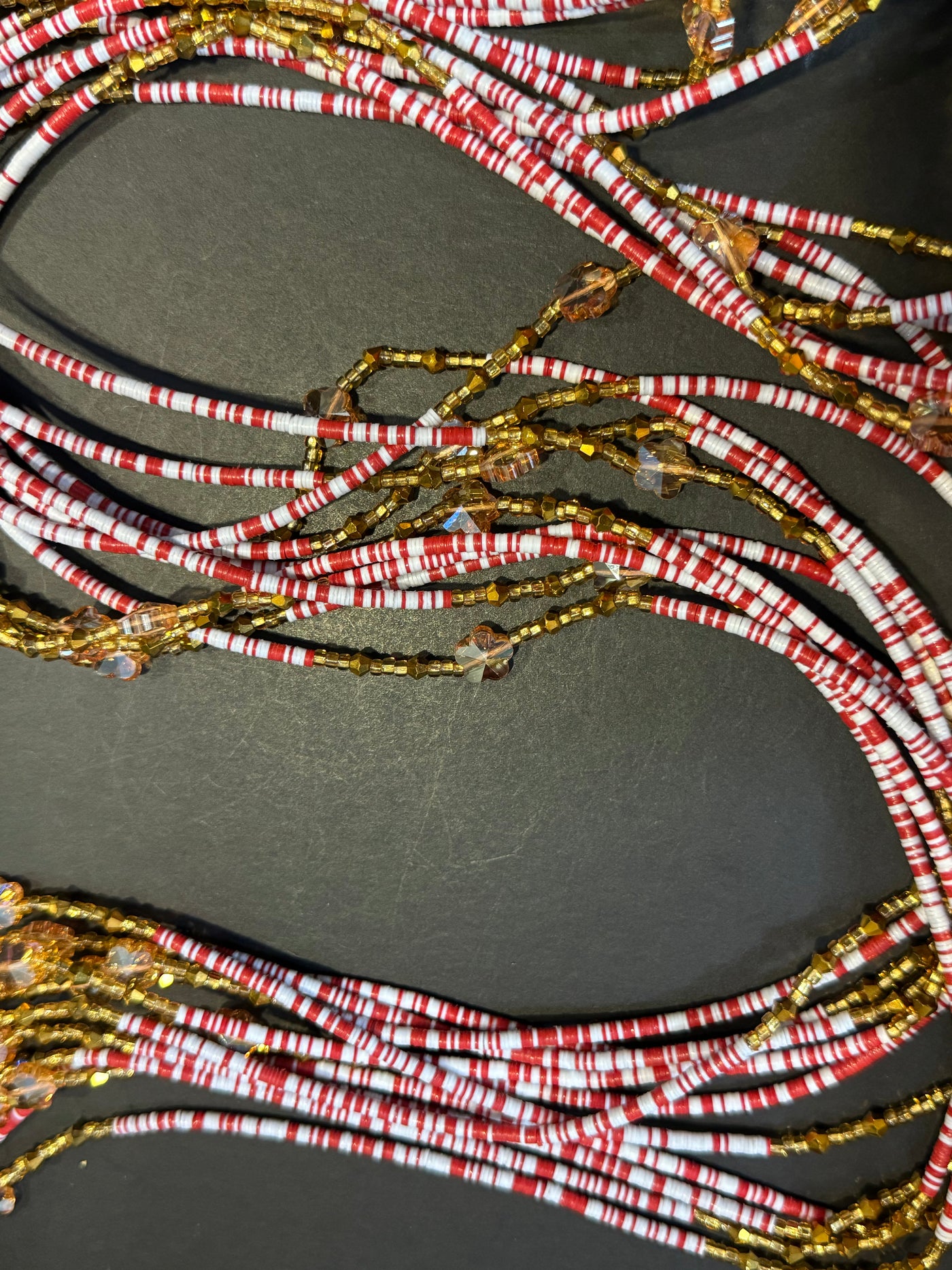 Oni (Wanted) Authentic Ghana Heishi Red Green Blue Pink Purple Yellow white Waistbeads 43" To 50" Inches (Wholesale)
