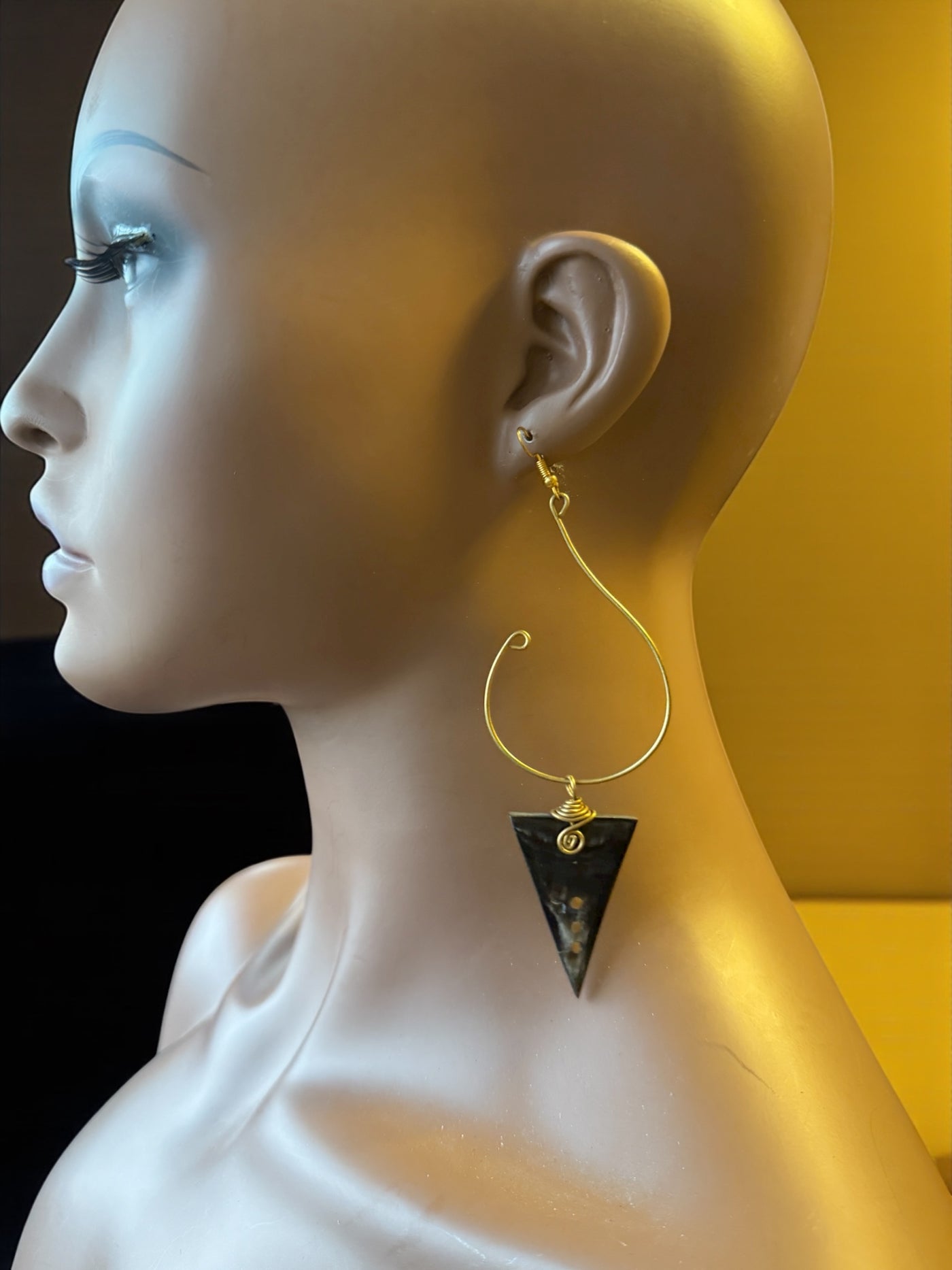 Imara Triangle Horn Earrings – Handcrafted Kenyan Brass & Horn Design