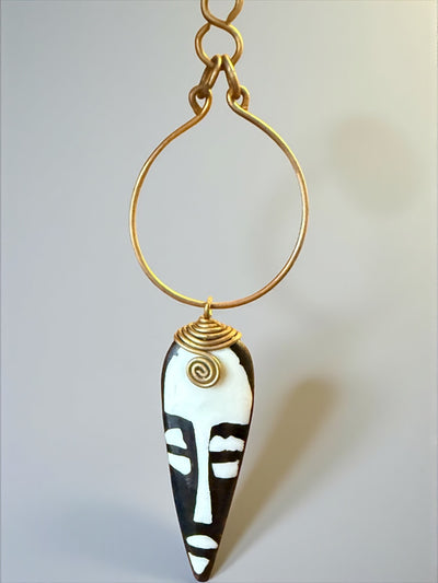Zuri Mask Drop Earrings – Handcrafted Kenyan Brass & Tribal Art
