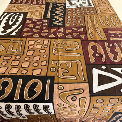 Rust & Earth Geometric Symbols Throw – 78” x 44” | Authentic Handcrafted African Textile