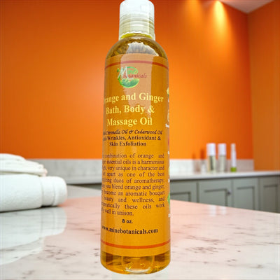 Orange & Ginger Massage Oil – 8 oz | Anti-Wrinkle, Antioxidant & Skin Hydration