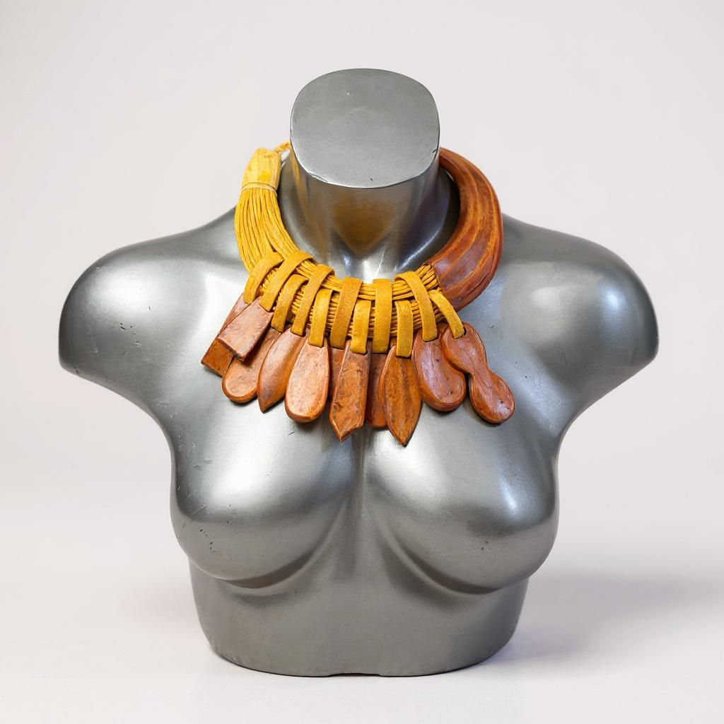 Sunu Kanu Necklace – Handmade African Statement Jewelry in Recycled Leather & Horn | 22–23” | Multiple Colors | Crafted in Mali