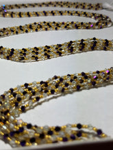 Load image into Gallery viewer, Tendai (Be Thankful) Authentic African Purple Clear Gold Waistbeads 45 Inches Purple.
