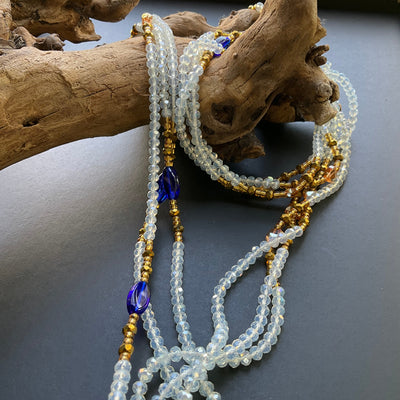 Akua’s Moonbeam: Ghanaian Crystal Clear Blue Waist Ornament (Wholesale)
