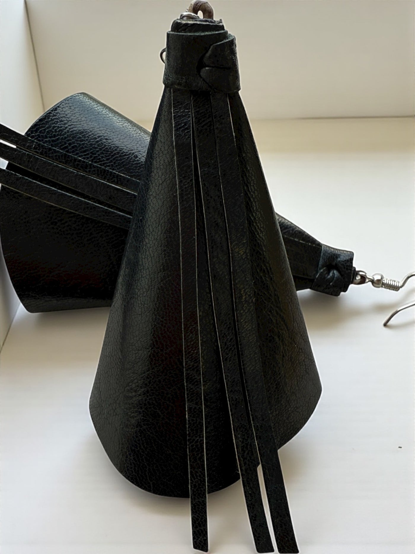 Saramani Bandi Leather Fringe Earrings – Handmade in Burkina Faso (Classic Black)