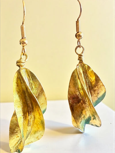 Saramani “Fulani Twirl Leaf” Earrings – 1.5 Inch Handcrafted Brass Elegance