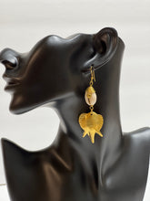Load image into Gallery viewer, Elephant Oasis - Brass and Cowrie Shell Earrings with Kenyan Charm
