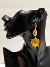 Load image into Gallery viewer, Elephant Oasis - Brass and Cowrie Shell Earrings with Kenyan Charm
