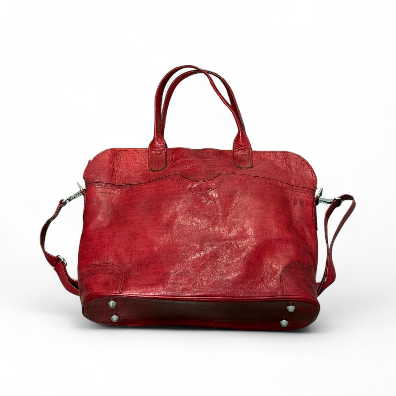 Crimson Nomad Leather Travel Bag – Handmade in Mali (13x16x5 in)