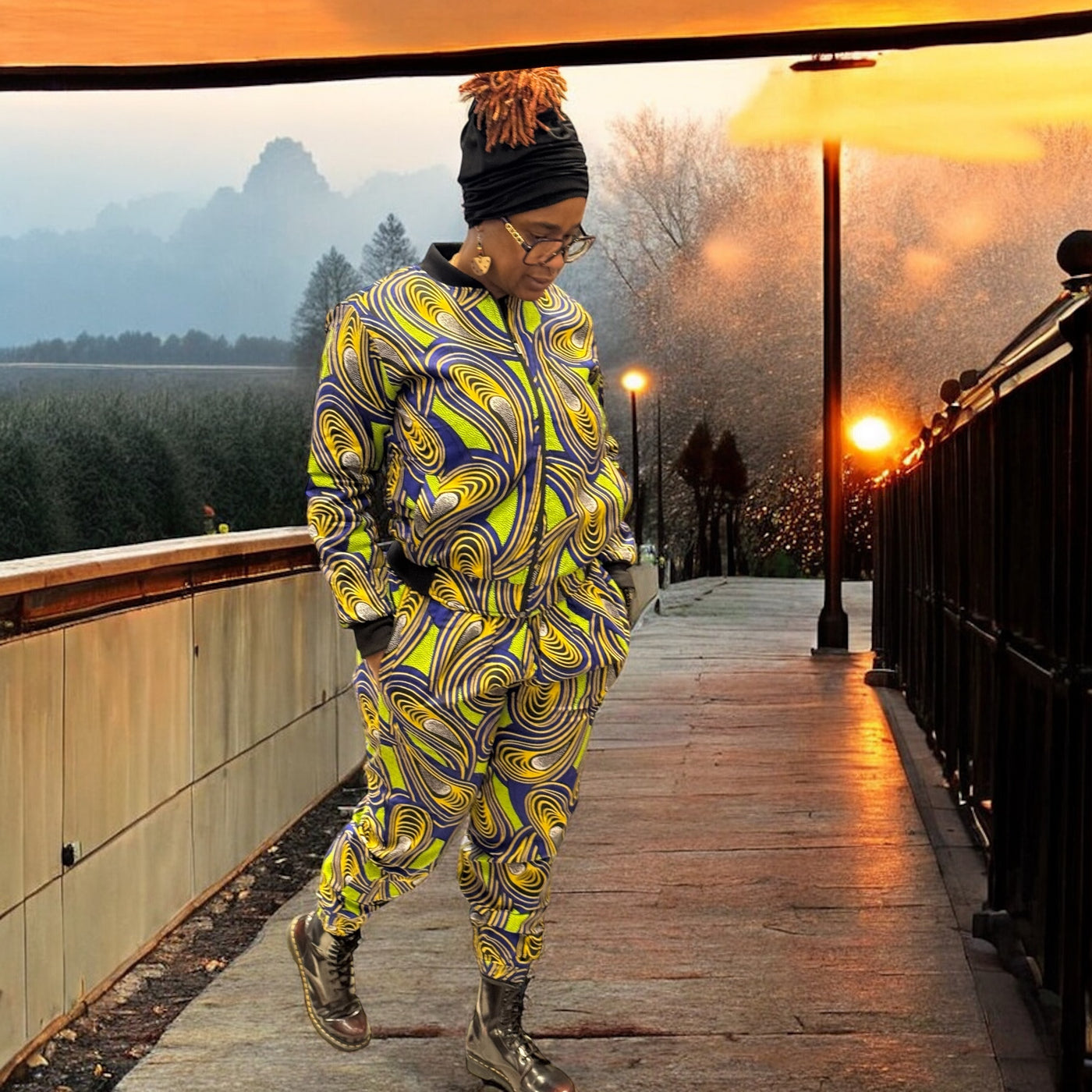 Vibrant African Print Jogging Set – Unisex Style, Bold & Comfortable