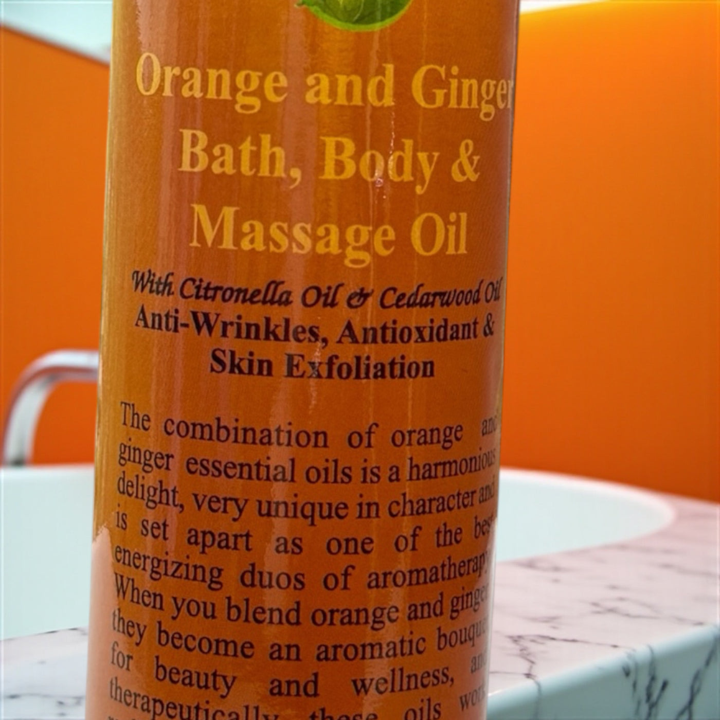 Orange & Ginger Massage Oil – 8 oz | Anti-Wrinkle, Antioxidant & Skin Hydration
