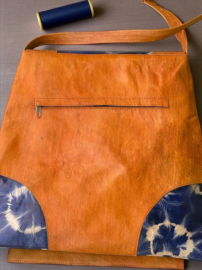 Desert Horizon Leather Shoulder Bag – Handmade in Mali (17x16)