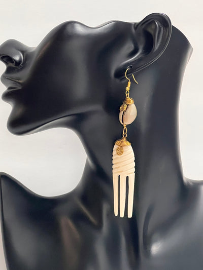 Authentic White Duafe Afrocentric Earrings