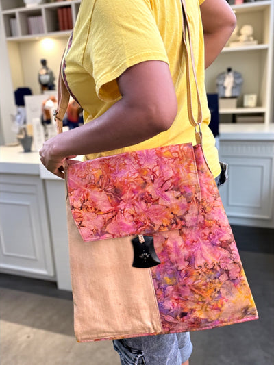 Golden Rose Crossbody Bag – Handmade Leather Art from Mali (17x16 inch)