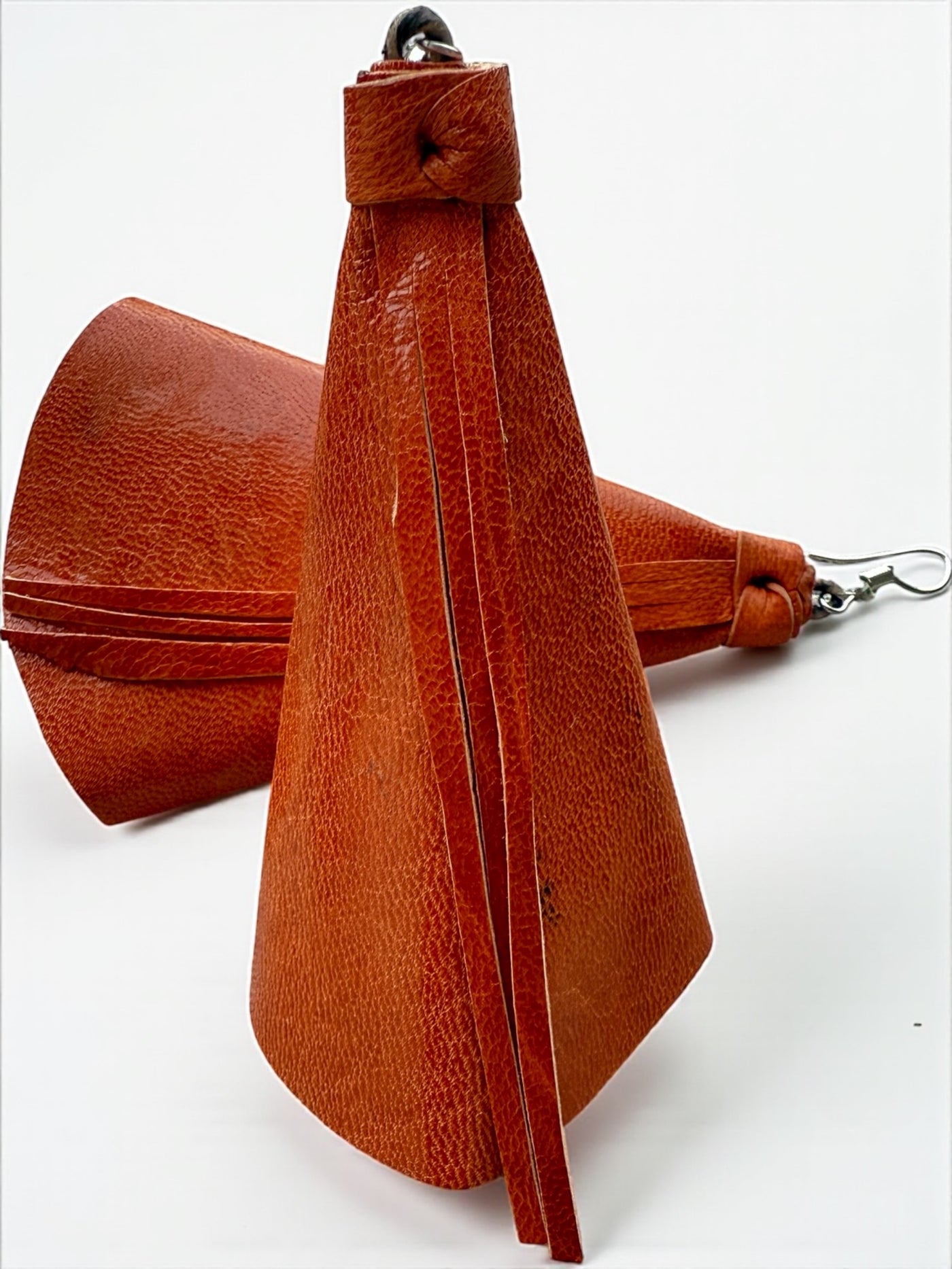 Saramani Bandi Leather Fringe Earrings – Handmade in Burkina Faso (Burnt Orange)