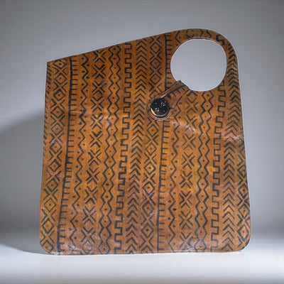 Brown Oversized Mudcloth-Inspired Leather Tote Bag – Handcrafted Statement Piece (25x22 inch)
