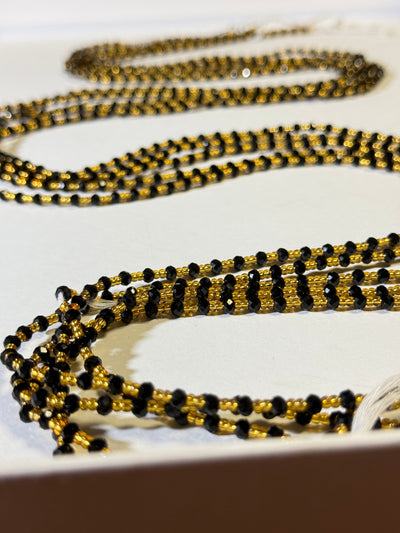 Dalia (Gentle) Authentic Black Gold African Waistbead 44 Inches