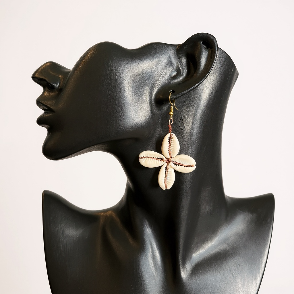 Kuma Flow Cowrie Shell Earrings – Handmade in Mali from Natural Cowries