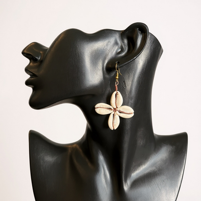 Kuma Flow Cowrie Shell Earrings – Handmade in Mali from Natural Cowries