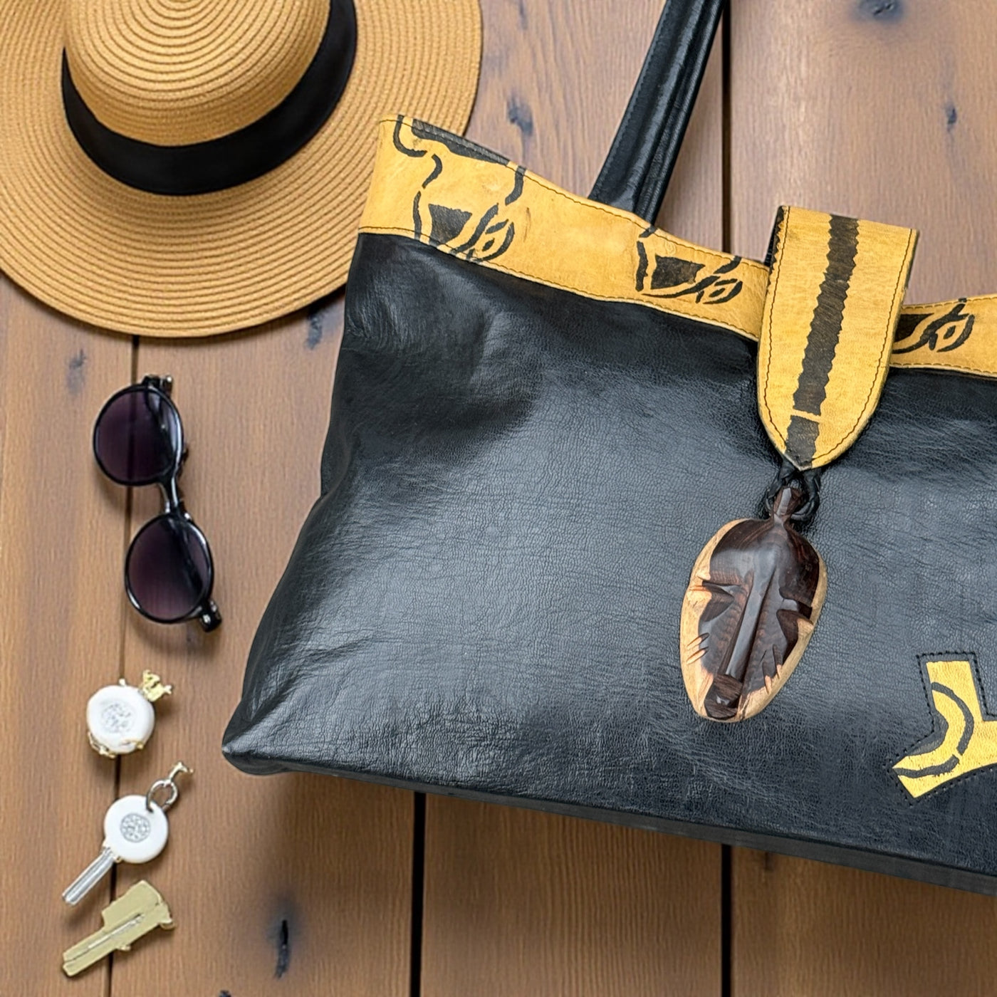 African Elegance: Unique Mali Leather Tote Bag