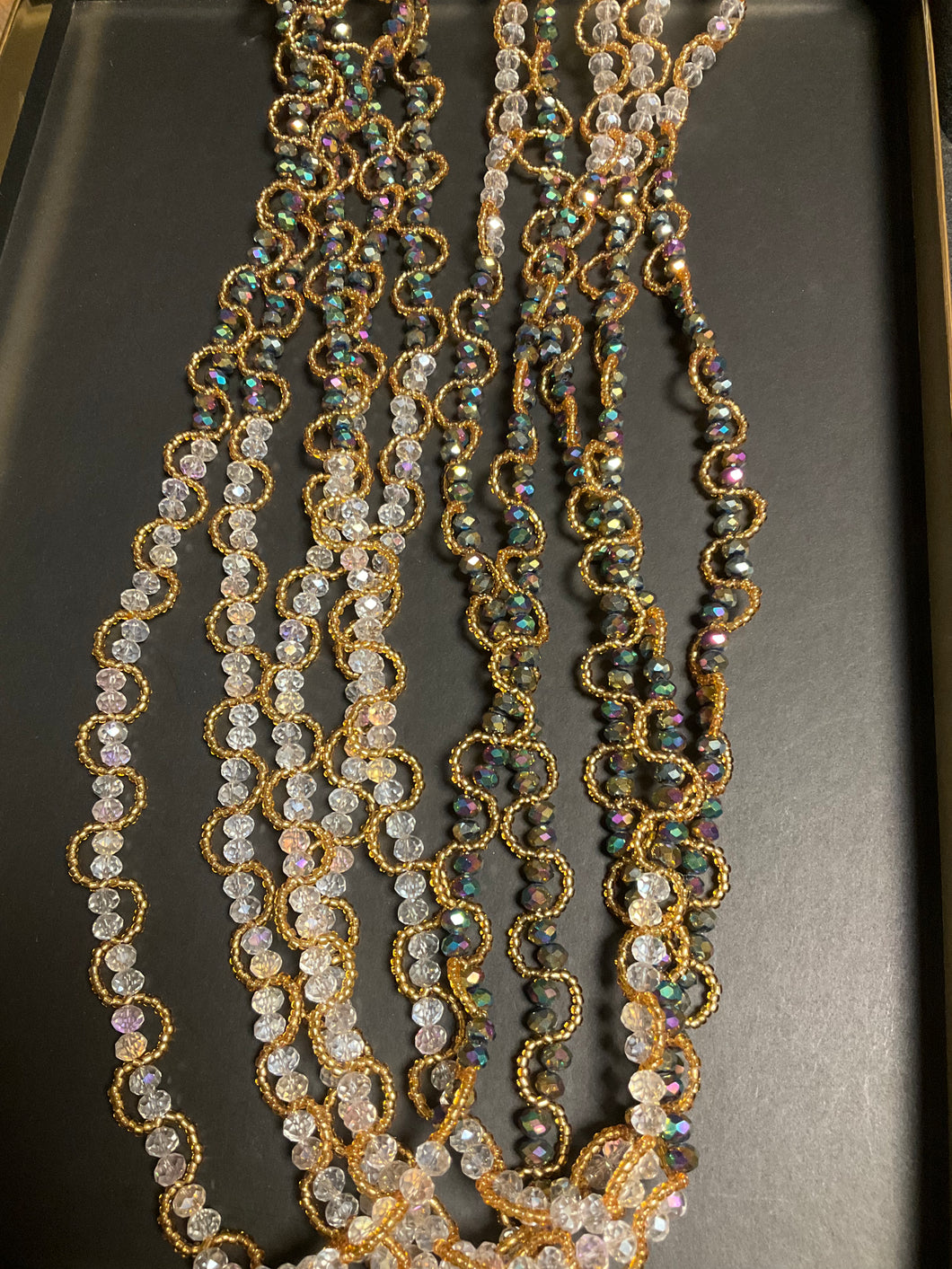 Radiant New Ghana Crystal Waistbead - 3 Vibrant Colors, Clasped Closure - 38” to 49” Red, Gold, Blue, Clear, Purple Iridescent.
