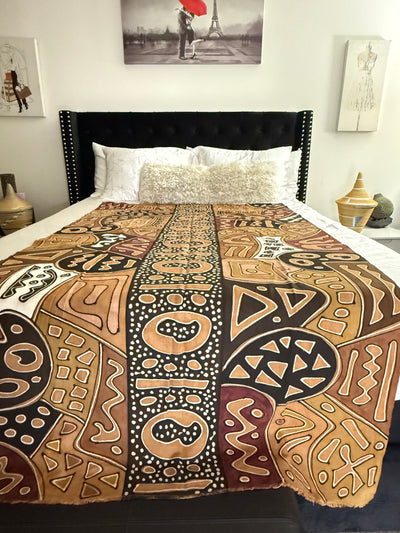 Tribal Earth Path Symbols Throw – 78” x 44” | Authentic Handcrafted African Textile