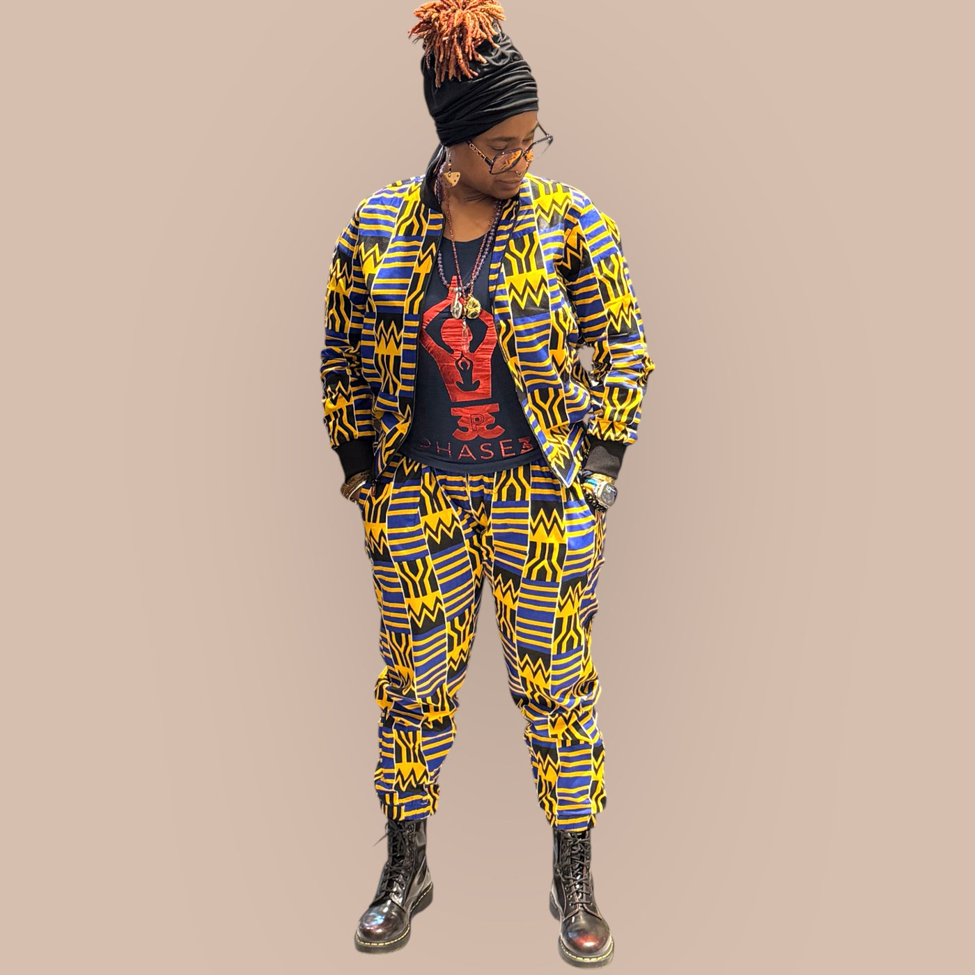 Vibrant African Print Jogging Set – Unisex Style, Bold & Comfortable