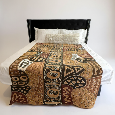Tribal Earth Path Symbols Throw – 78” x 44” | Authentic Handcrafted African Textile