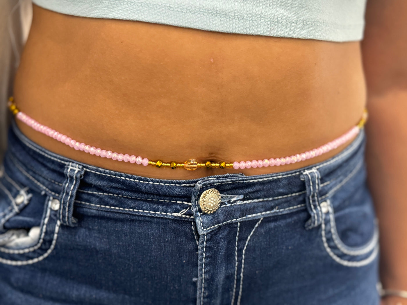 Pink Gold Crystal Waistbead