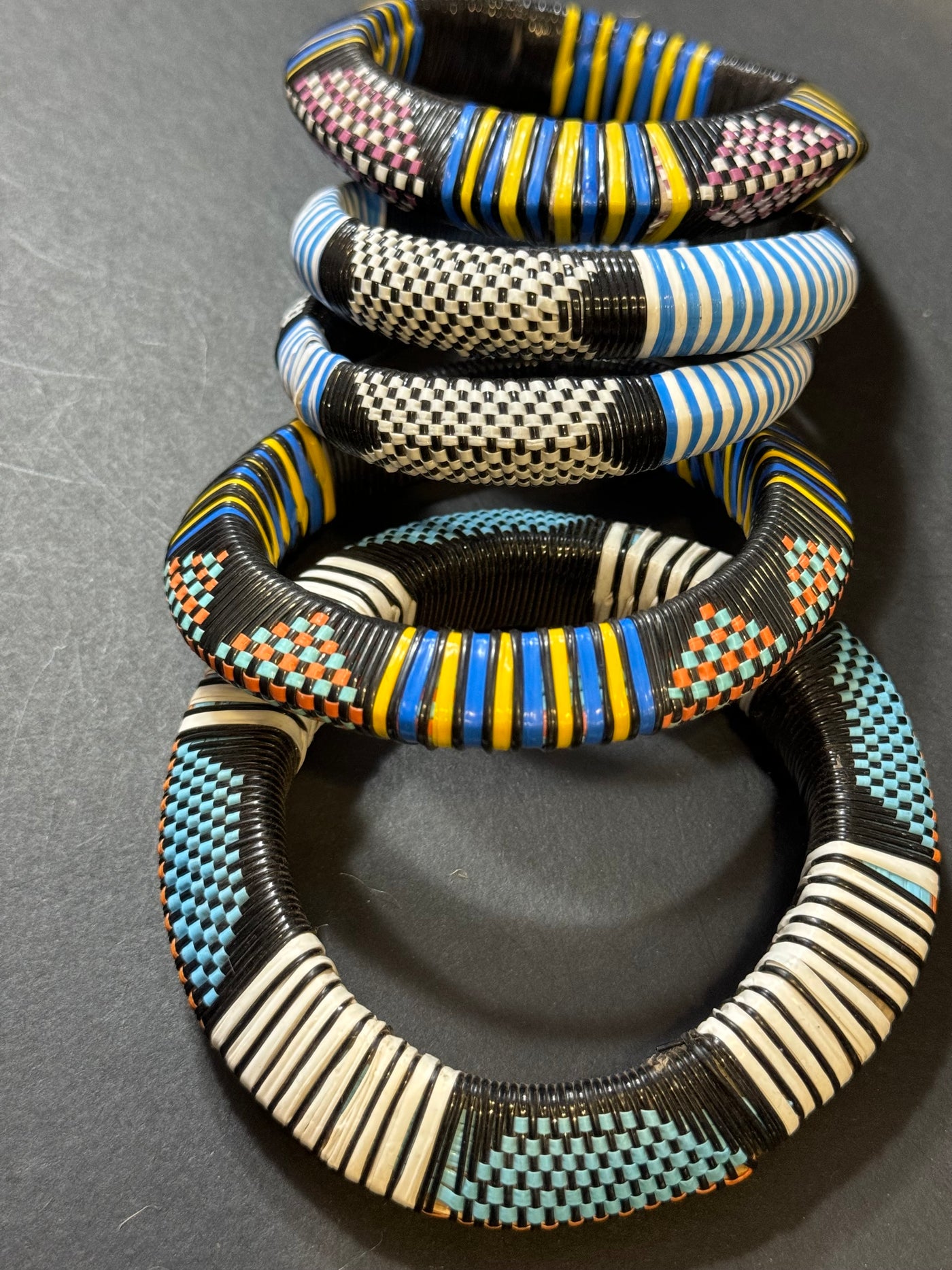 Handwoven Vinyl Malian Bracelets Sets Of 5.