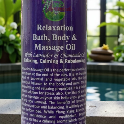 Relaxation Bath, Body & Massage Oil – Lavender & Chamomile | Calming, Moisturizing, Aromatherapy