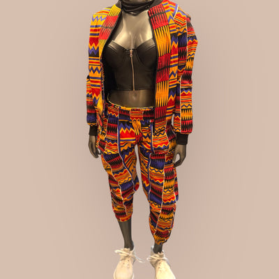 Vibrant African Print Jogging Set – Unisex Style, Bold & Comfortable