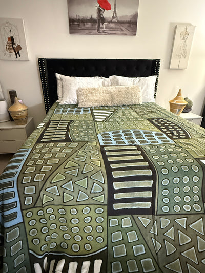 Savanna Green Mudcloth Blanket – 120” x 93”
