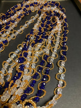 Load image into Gallery viewer, Radiant New Ghana Crystal Waistbead - 3 Vibrant Colors, Clasped Closure - 38” to 49” Red, Gold, Blue, Clear, Purple Iridescent.
