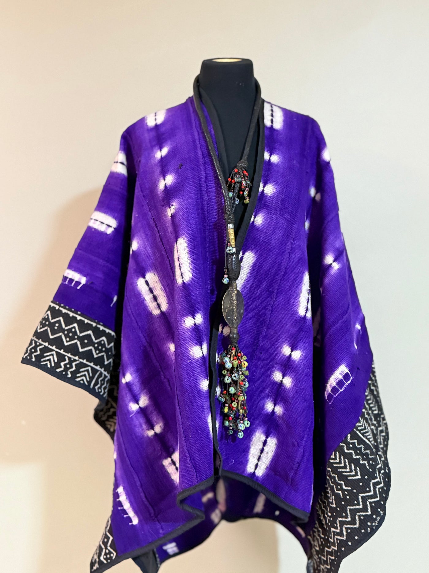 Vibrant Purple Mudcloth Shawl – Handcrafted, One Size Fits Most