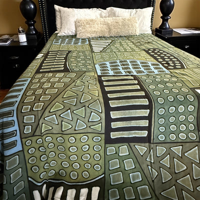 Savanna Green Mudcloth Blanket – 120” x 93”