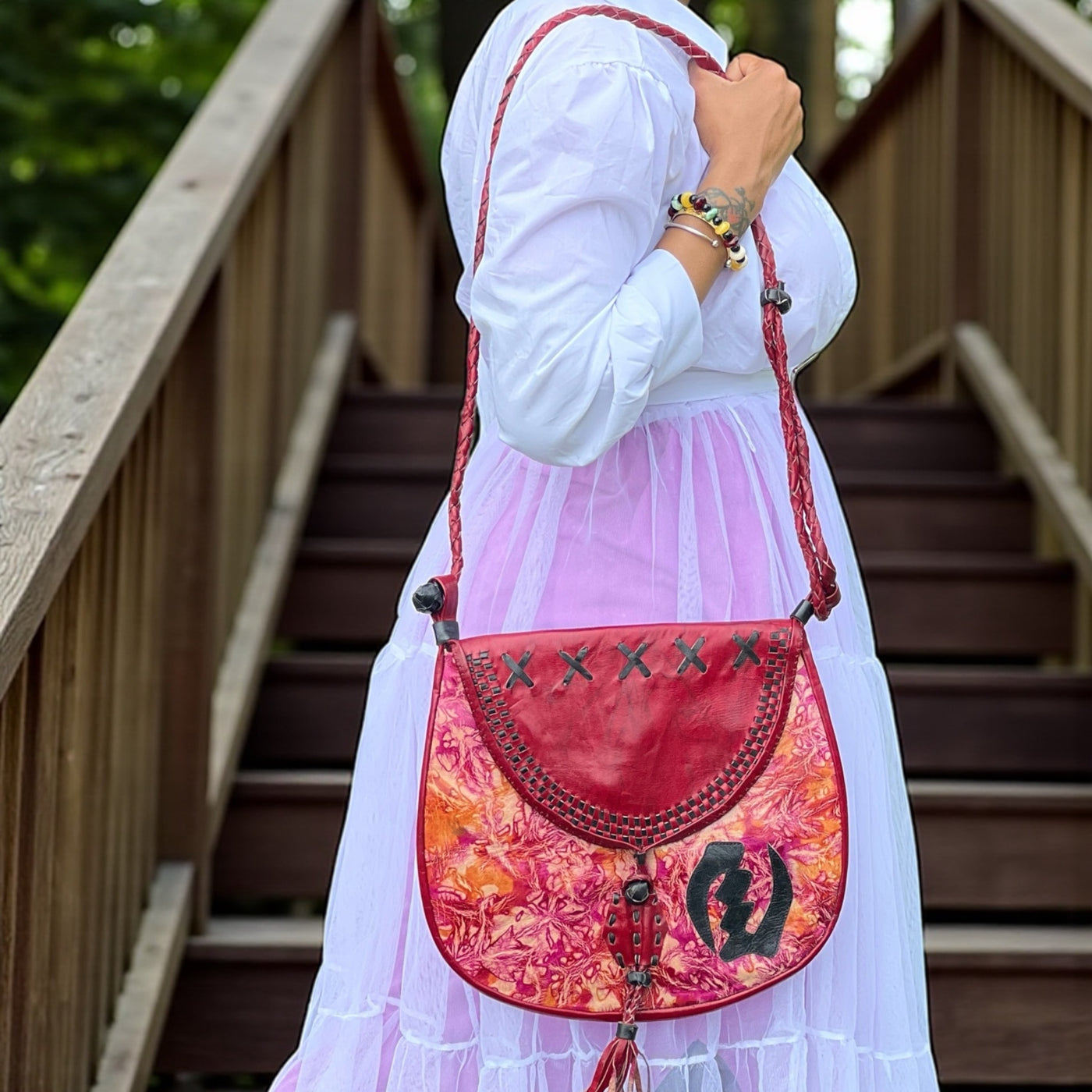 Mali Sunsets: Limited Edition Leather Messenger Bag 13”X14”