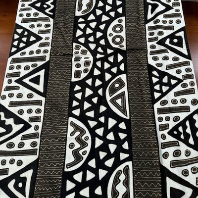 Black & White Tribal Geometric Throw – 78” x 44” | Authentic Handcrafted African Textile