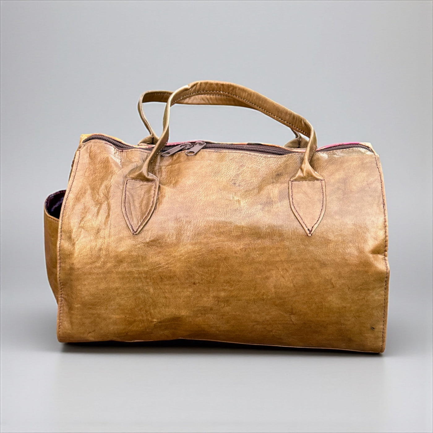 Aurora Burst Tie-Dye Leather Duffle Bag – 9x11x5 inch