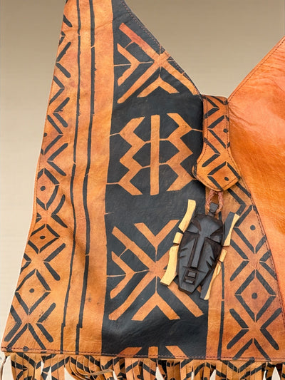 Handmade Mali Mudcloth Leather Crossbody Shoulder Bag